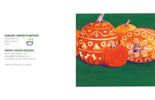 Load image into Gallery viewer, The Seaside Carved Pumpkins card unfolded.
