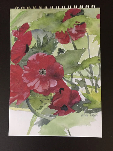 Red Poppies notepad with 100 blank pages