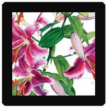 Load image into Gallery viewer, Star Gazer Lilies on Tile with Black Wooden Frame