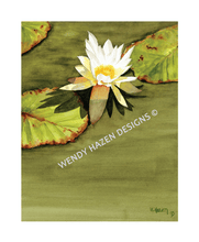 Load image into Gallery viewer, a water lily with pads around it