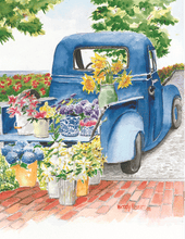 Load image into Gallery viewer, Blue Truck with Flowers | Hand Cut Card