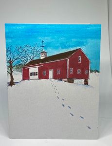 Red Barn on Hill | Hand Cut Cards