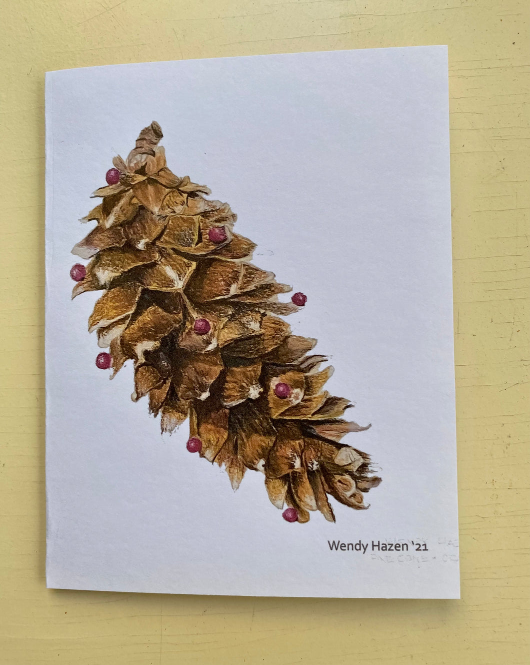Holiday Pinecone with Cranberries | Hand Cut Card