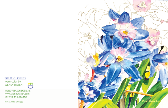 Blue Glories - Floral | Hand Cut Card