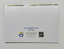 Load image into Gallery viewer, Information on the Blue Farmer's Truck card