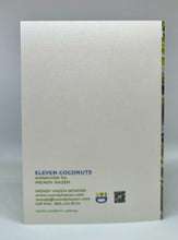 Load image into Gallery viewer, this is the back of the card with the Eleven Coconuts information.