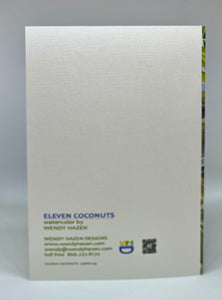 this is the back of the card with the Eleven Coconuts information.