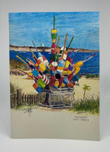 Load image into Gallery viewer, The entrance to MacMillan&#39;s Wharf in Provincetown on Cape Cod use to have this old wooden lobster trap with multiple Lobster buoys sticking out of it at all angles.  I believe these represent the lobstermen who fish or fished out of Provincetown.  Or they could be &#39;wash ashores&#39; as well.  Anyway, this wonderful motif and a nod to the fishing heritage of Provincetown is no longer there.  Glad I captured it when I did.