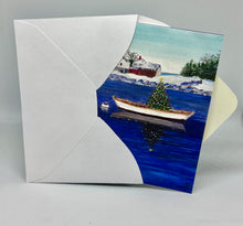 Load image into Gallery viewer, Christmas rowboat inserted into envelope.