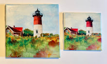 Load image into Gallery viewer, The 6&quot;X 6&quot; and 4&quot;X 4&quot; tile sizes.  Nauset Lighthouse is the image on both tiles.