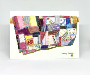 A very colorful crazy quilt stitched in 1876.