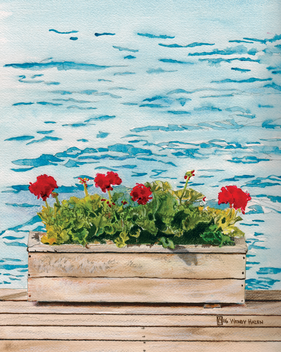 Geraniums on the Dock | Giclee` Prints