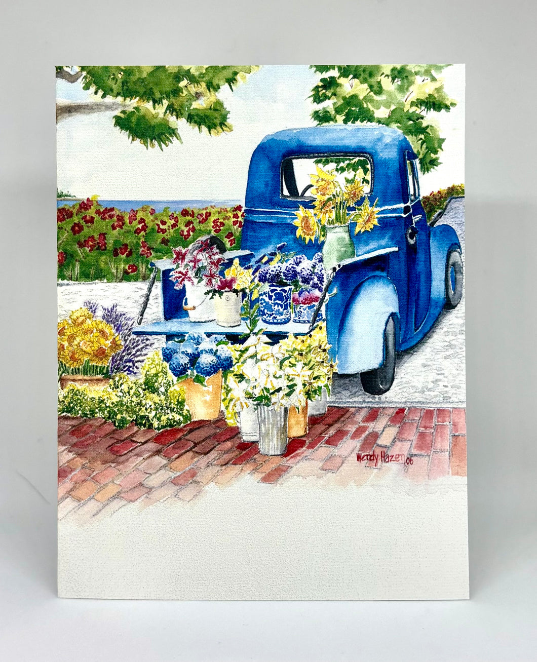 Farmer's Market Blue Truck - Floral | Hand Cut Card