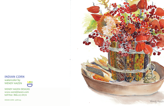 Indian Corn Vase - Floral | Hand Cut Card