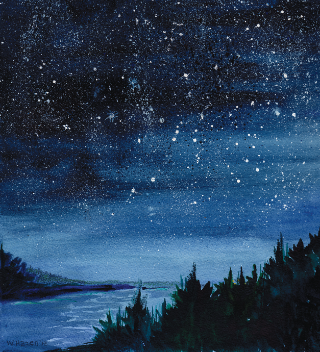 This was inspired by sailing at night off the coast of Maine waiting for the moon to rise.