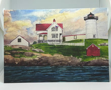 Load image into Gallery viewer, shows the water moving through the &quot;gut&quot; and the lighthouse with it&#39;s outer buildings.