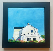 Load image into Gallery viewer, A white house with a garden in the forefront perched on a bluff overlooking the Atlantic Ocean.