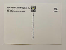 Load image into Gallery viewer, Back of a postcard with text and a QR code on a beige background.  Each month has it&#39;s own description.