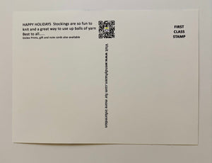 Back of a postcard with text and a QR code on a beige background.  Each month has it's own description.