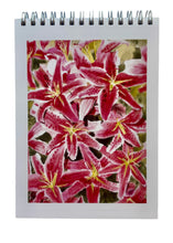 Load image into Gallery viewer, Red tiger lilies, cover this version of a notepad.