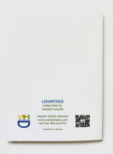 Load image into Gallery viewer, Back of a greeting card with branding and contact information on a white background