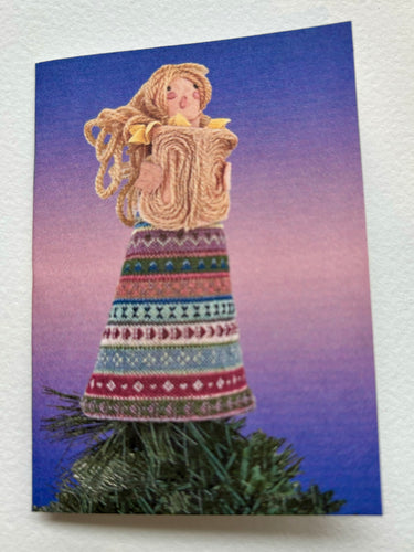 Grace the Holiday Needlepoint Angel  | Hand Cut Card