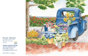 Farmer's Market Blue Truck - Floral | Hand Cut Card