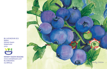 Load image into Gallery viewer, Blueberries in the month of August.  We use to pick them on Southport Island in the cemetery behind the General Store.  