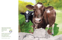 Load image into Gallery viewer, The two Cows - this is the &#39;wrap around&#39; image of the cows on a card.