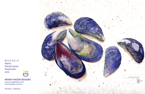 Watercolor of 'Mussel Shells' | Hand Cut Cards