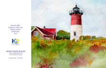 Load image into Gallery viewer, Nauset Light in the fall in Eastham Cape Cod in Massachusetts.  Lovely views out to sea.