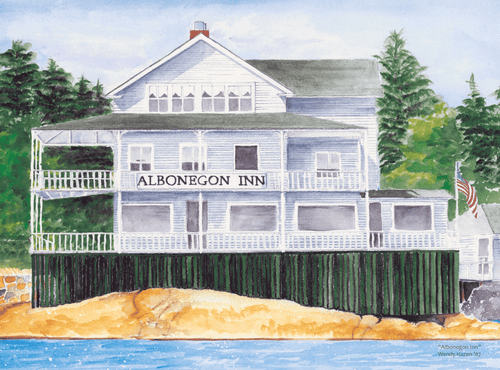 Albonegon Inn is a private home on Capital Island off Southport Island off of Boothbay Harbor Maine.  Absolutely lovely old inn.  Very lucky people get to enjoy it now.