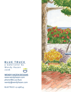 Farmer's Market Blue Truck - Floral | Hand Cut Card