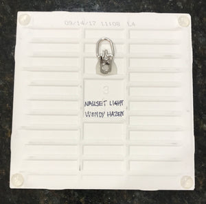 Back of Nauset Lighthouse Plain Tile with the silver hanger and the 4 'bumpons'