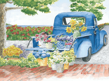 Load image into Gallery viewer, Blue Truck with Flowers Placemat
