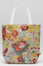 Load image into Gallery viewer, A canvas bag with colorful nasturtiums.  Not only are they great to look at; especially on this unique bag, but they are good to eat in salads or garnish a plate.  Bon Appétit 