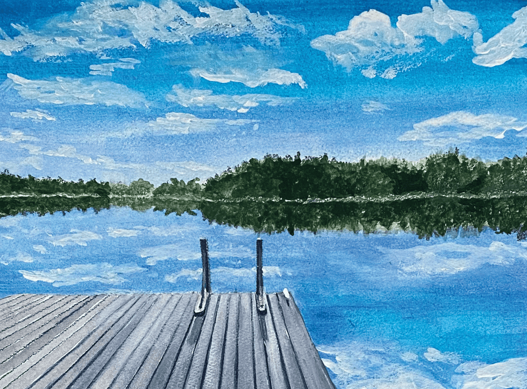 Coffee on the dock at Norton Pond in Lincolnville, Maine in July 