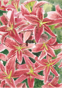 The cluster of Red Lilies notepad with 100 blank pages