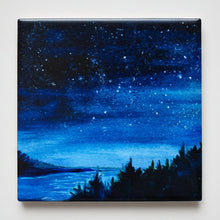 Load image into Gallery viewer, A ceramic tile with a Starry Starry Night on the water while boating
