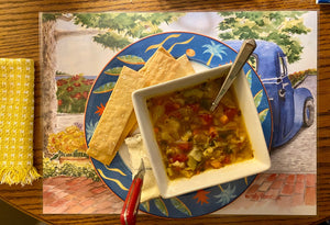The Blue Truck Placemat with dinner ready to go!