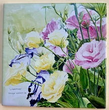 Load image into Gallery viewer, Lisianthus Flowers resembles roses. plain tile without a frame