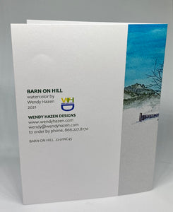 Red Barn on Hill | Hand Cut Cards