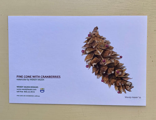 Holiday-Pine Cone with Cranberries | Hand Cut Cards