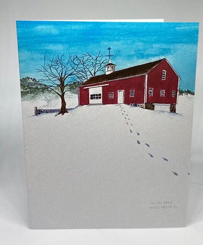 Red Barn on Hill | Hand Cut Cards